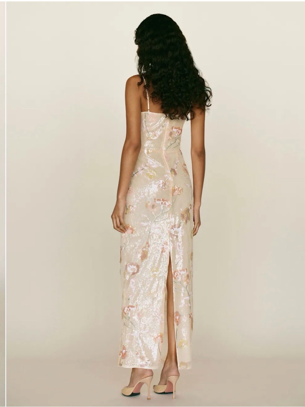 NWT Reformation ivory Frankie dress floral sequin midi maxi spaghetti strap $348 - Picture 5 of 6